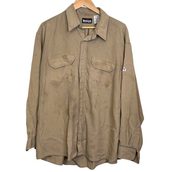 Bulwark Protective Apparel Tan Size XXL Button Up Nomex FR Shirt - Picture 1 of 8